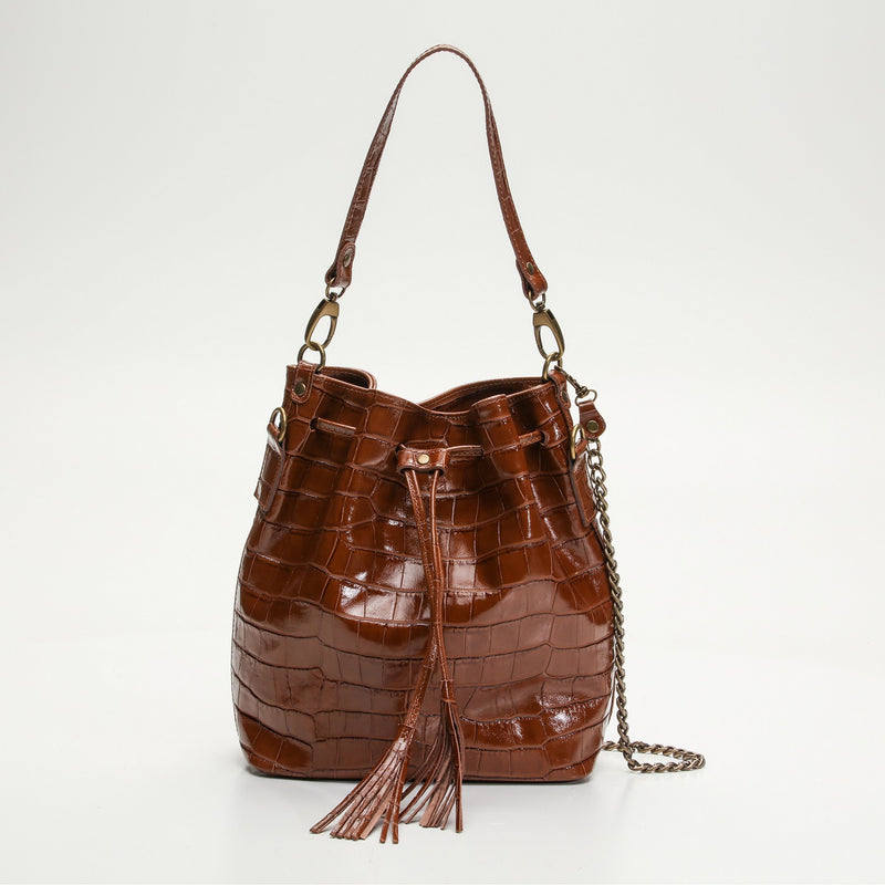 Bucket bag - Malia Croco - Camel