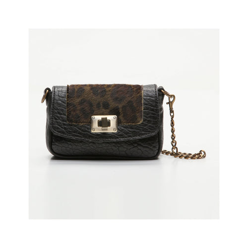 Clutch bag - Lillie - Black / Leopard Green