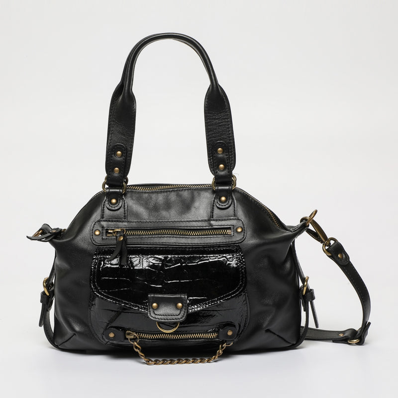 Small Handbag - Mini Odelia - Black / Black Croco Print