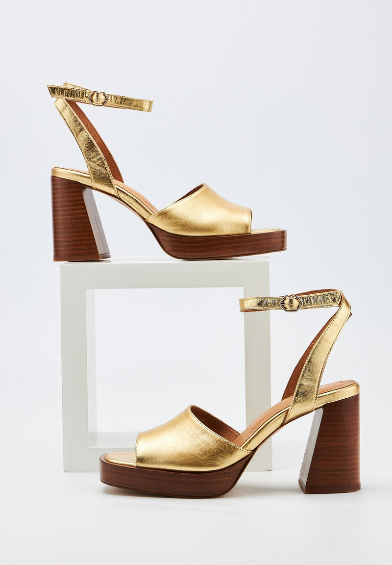 Aimée Sandals-Gold Metallic Leather