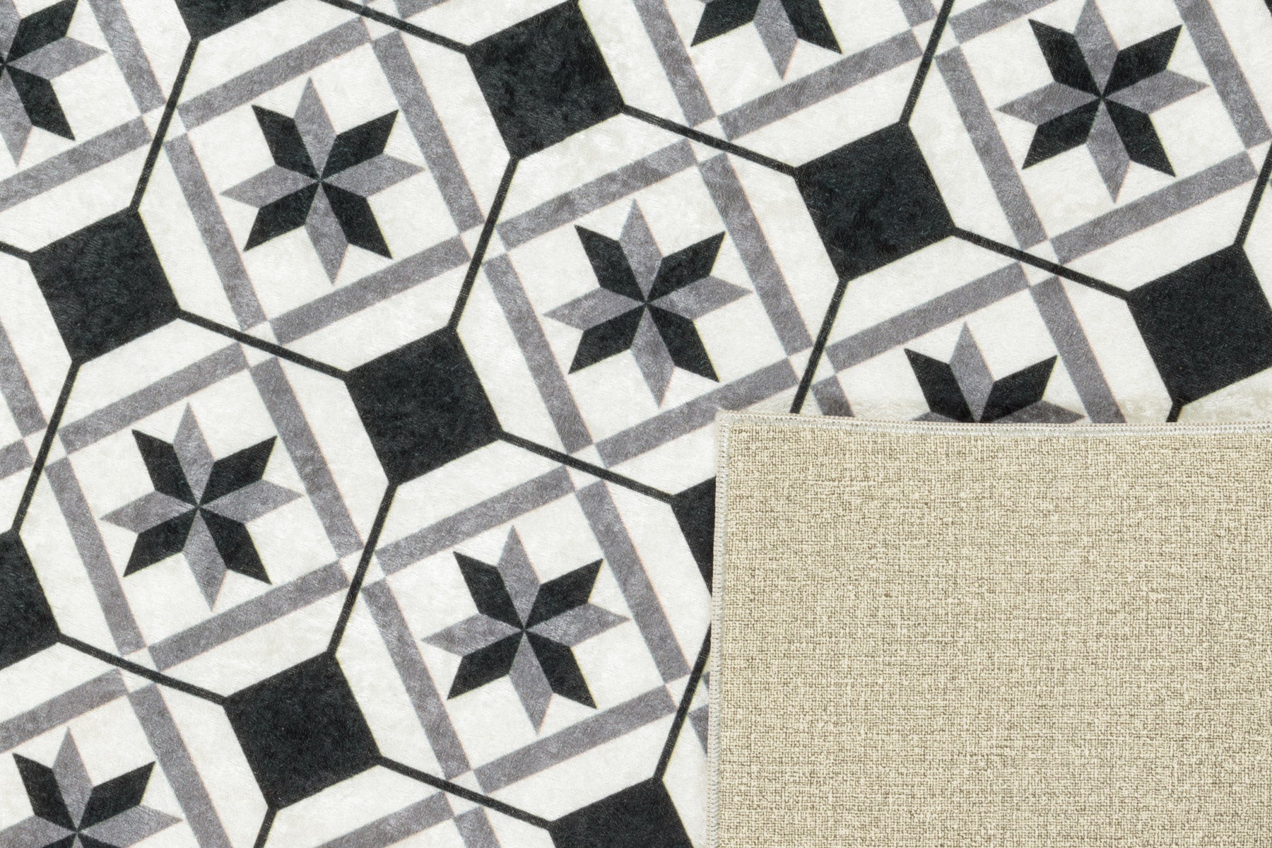 Azulejo - Tapis De Cuisine - Polyester Imprimé - Noir