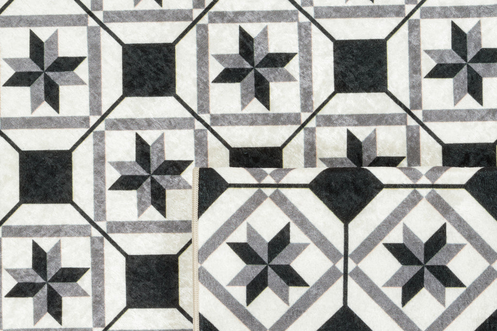 Azulejo - Tapis De Cuisine - Polyester Imprimé - Noir