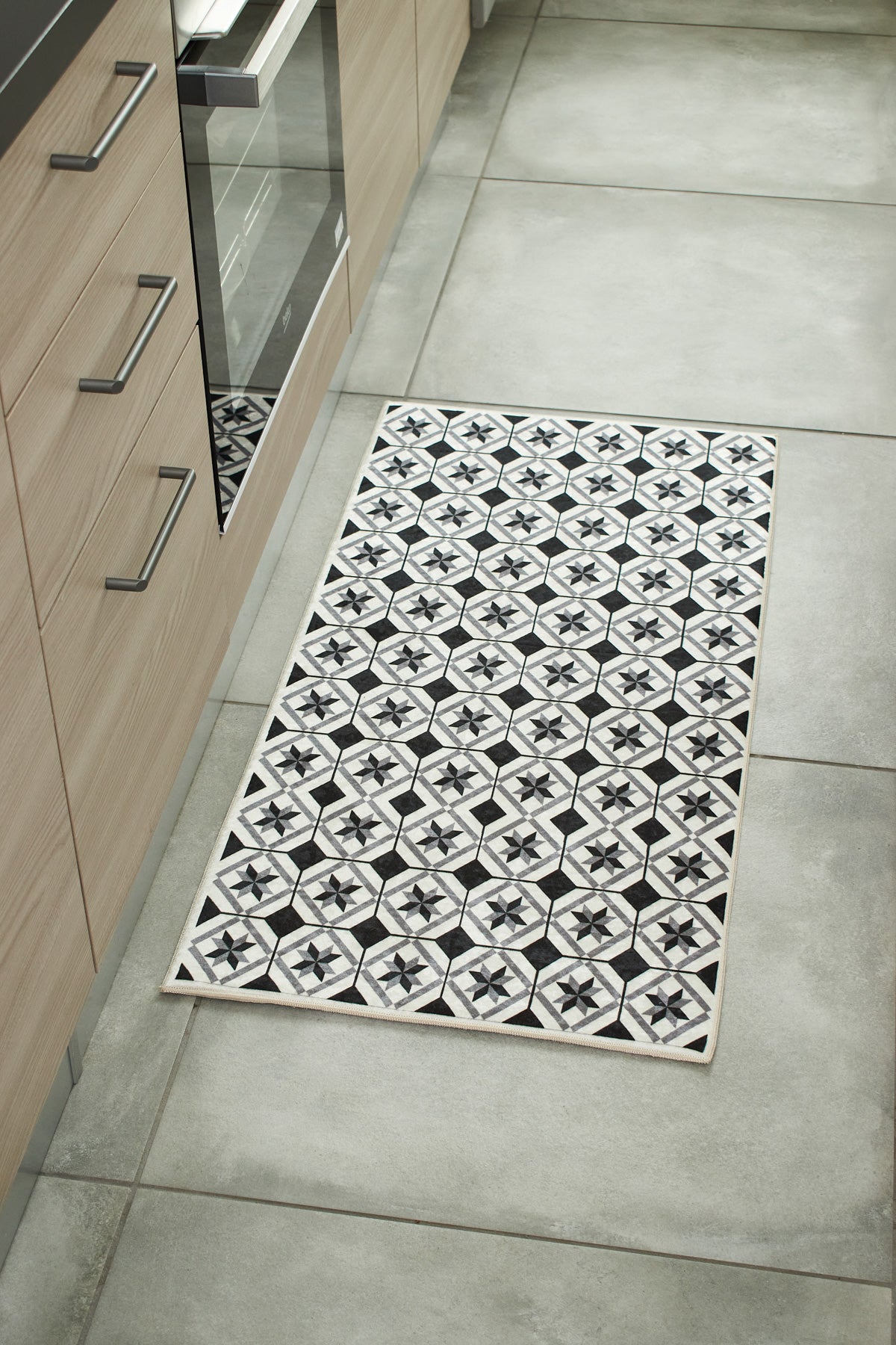 Azulejo - Tapis De Cuisine - Polyester Imprimé - Noir
