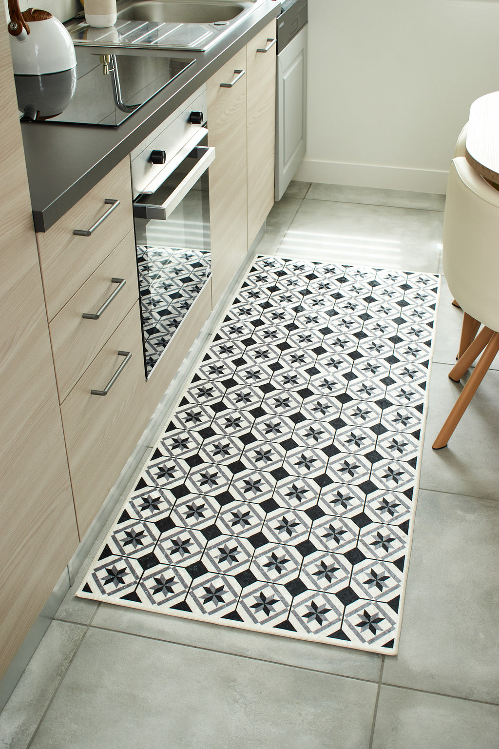 Azulejo - Tapis De Cuisine - Polyester Imprimé - Noir