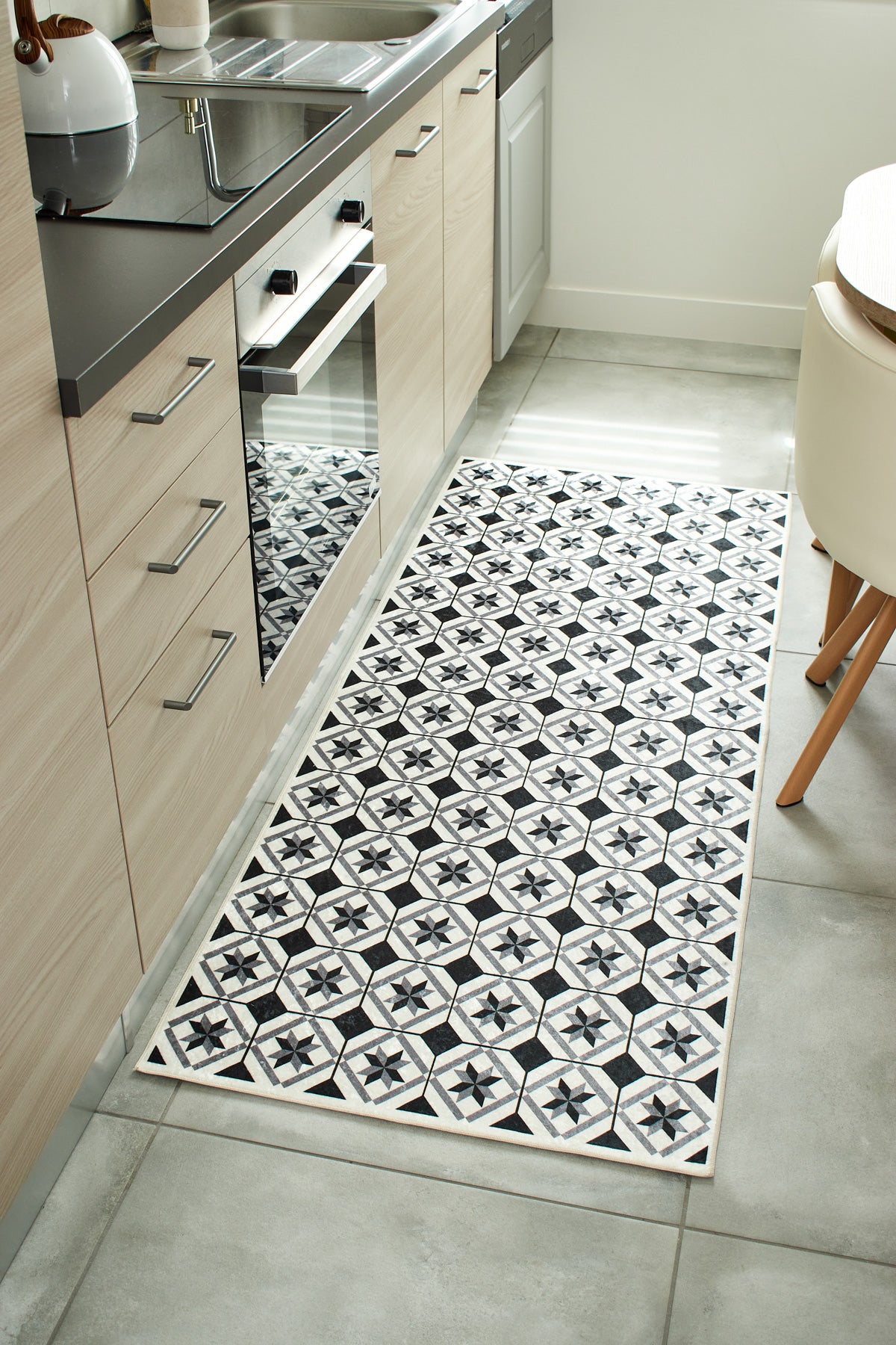 Azulejo - Tapis De Cuisine - Polyester Imprimé - Noir
