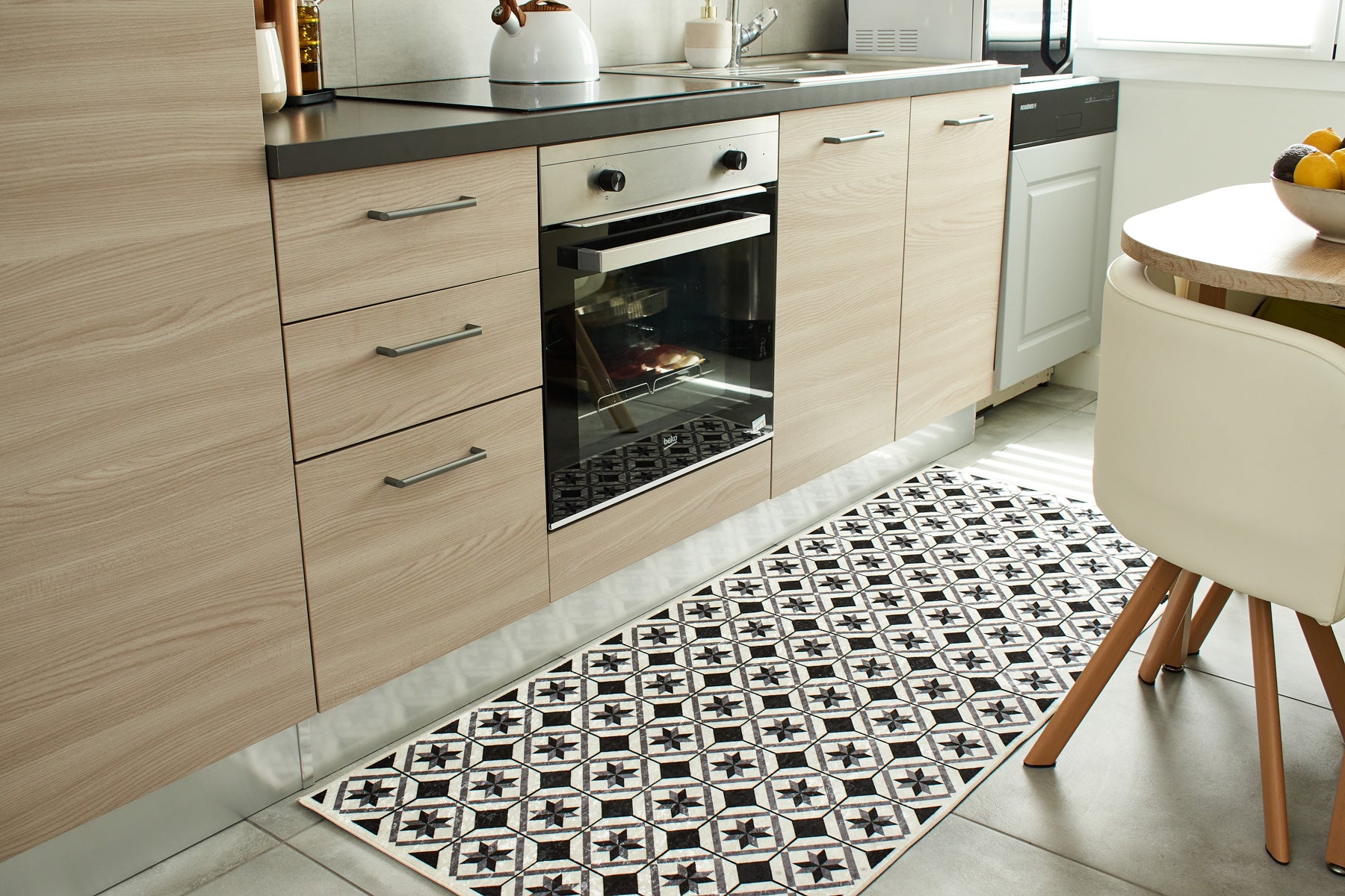 Azulejo - Tapis De Cuisine - Polyester Imprimé - Noir