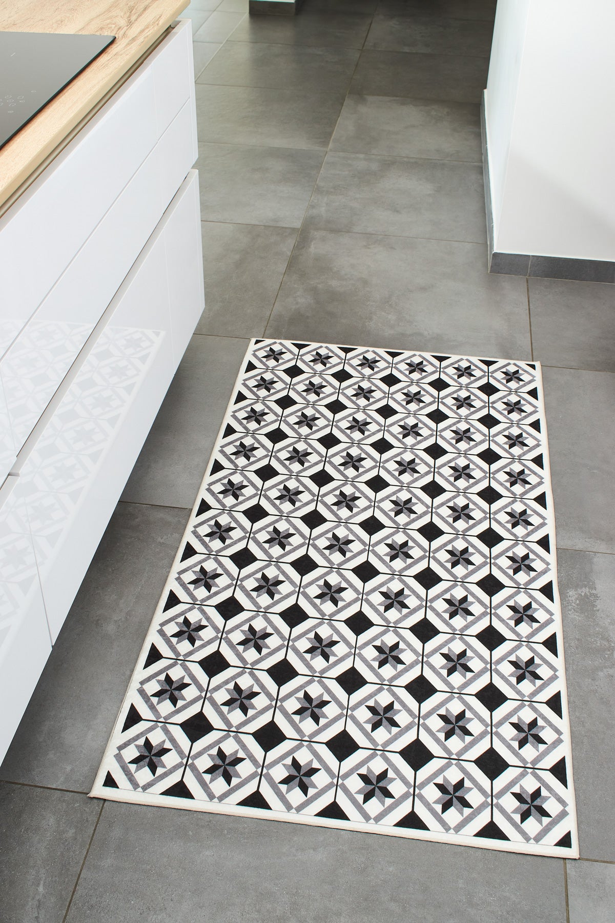 Azulejo - Tapis De Cuisine - Polyester Imprimé - Noir