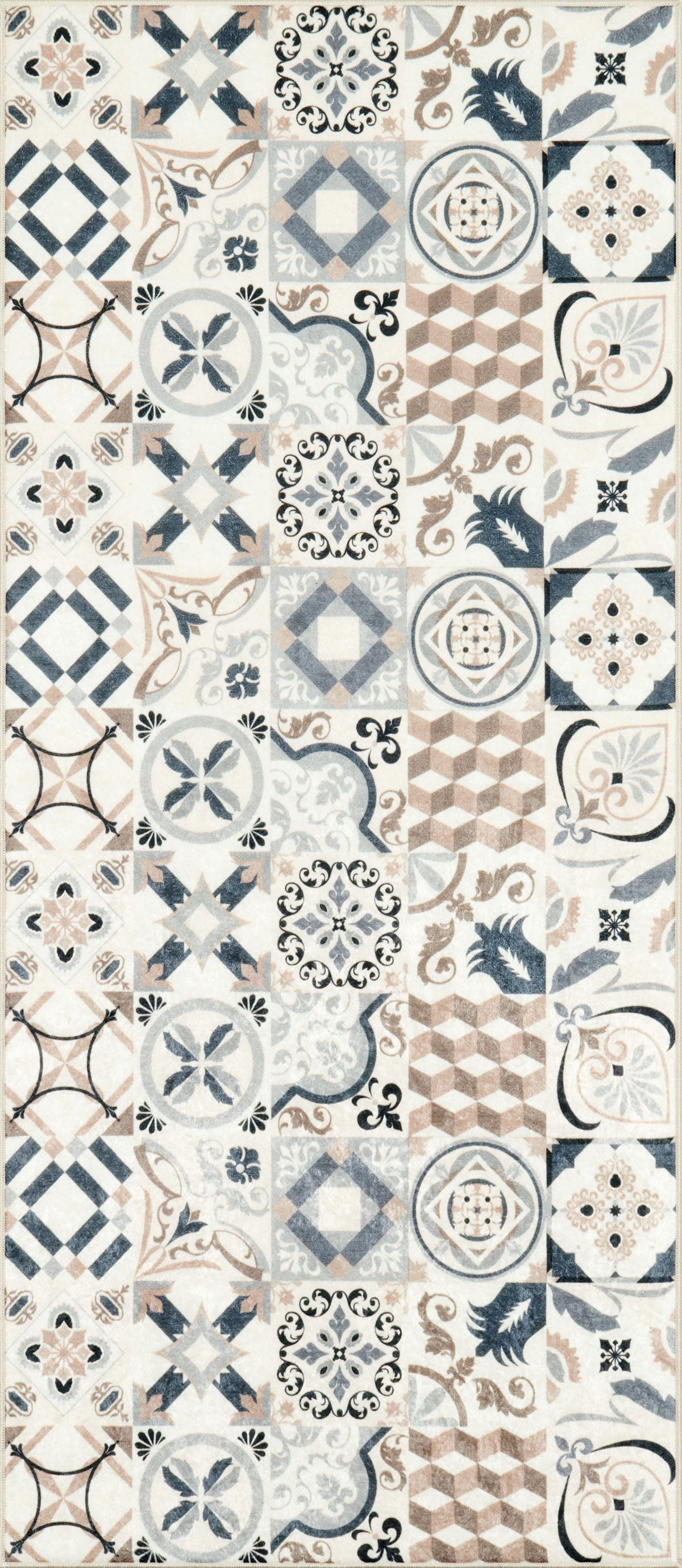 Azulejo - Tapis De Cuisine - Polyester Imprimé - Marron