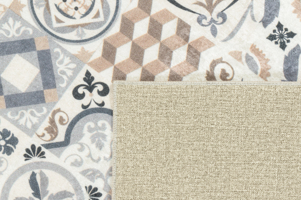 Azulejo - Tapis De Cuisine - Polyester Imprimé - Marron