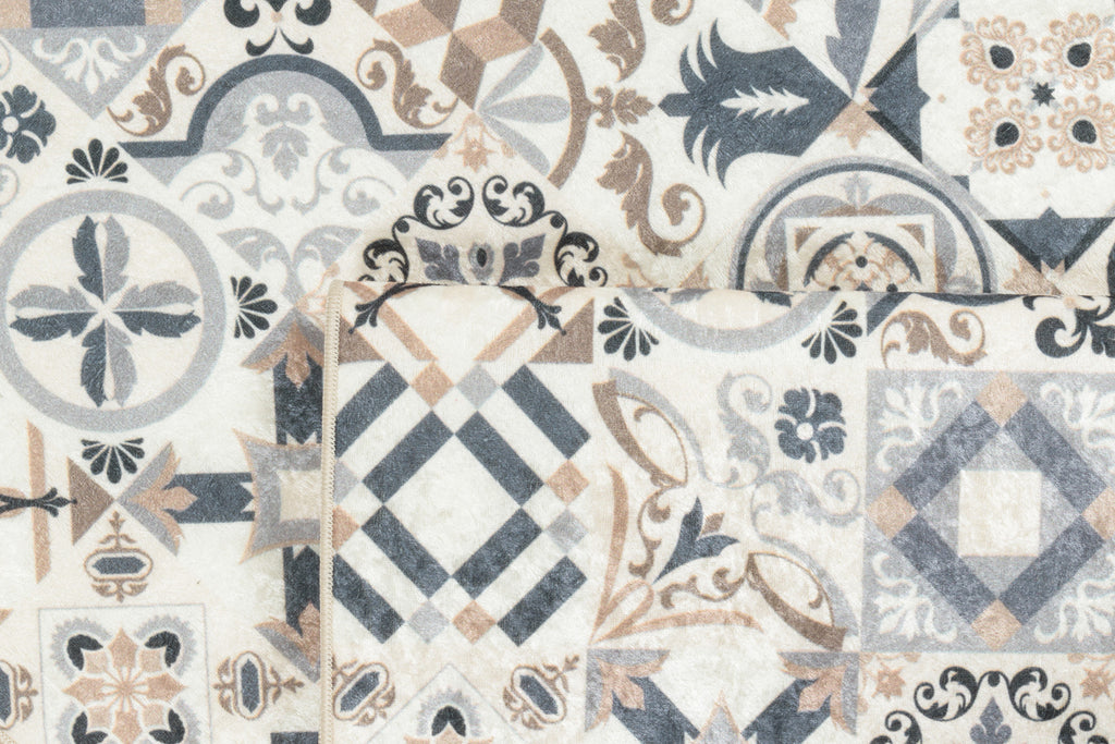 Azulejo - Tapis De Cuisine - Polyester Imprimé - Marron