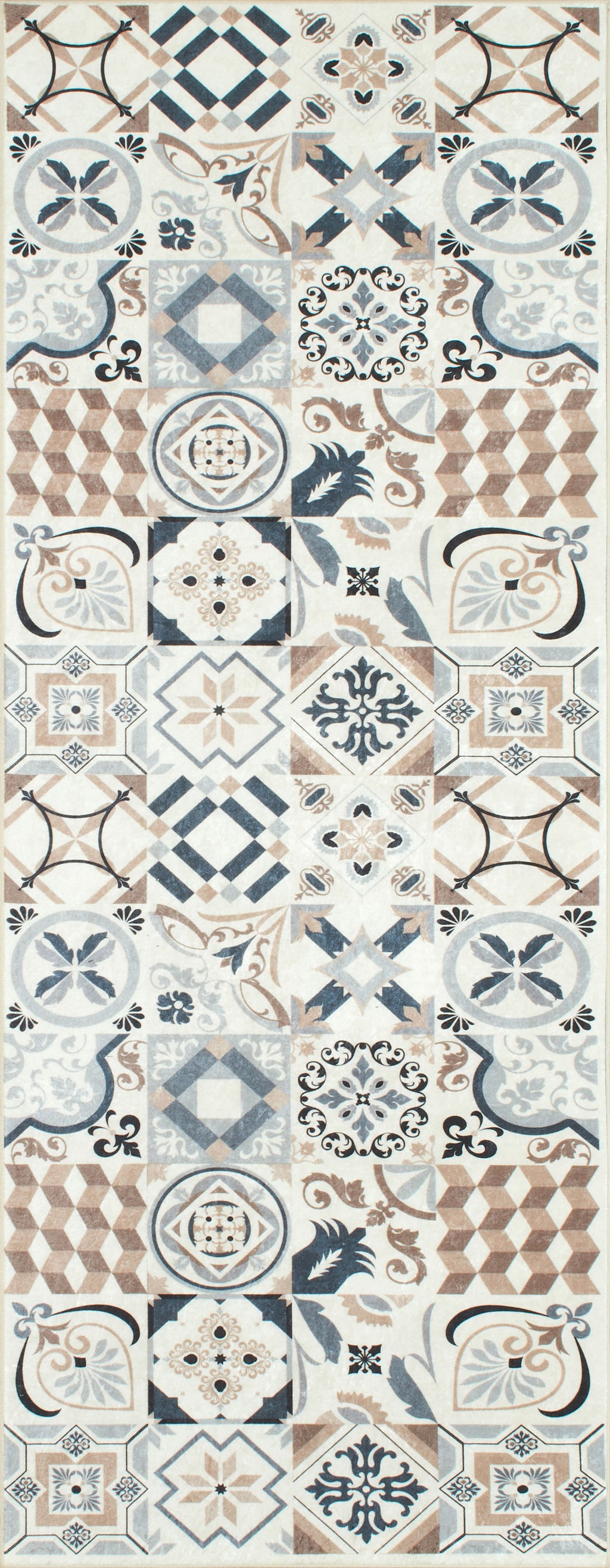 Azulejo - Tapis De Cuisine - Polyester Imprimé - Marron