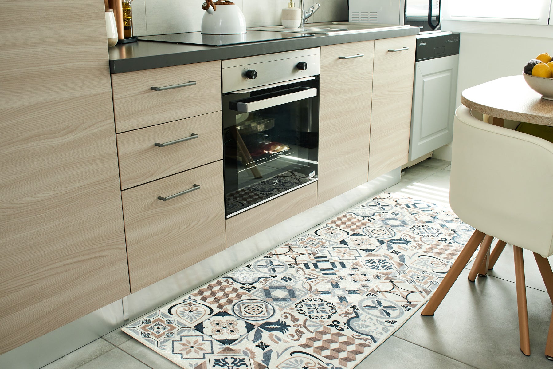 Azulejo - Tapis De Cuisine - Polyester Imprimé - Marron