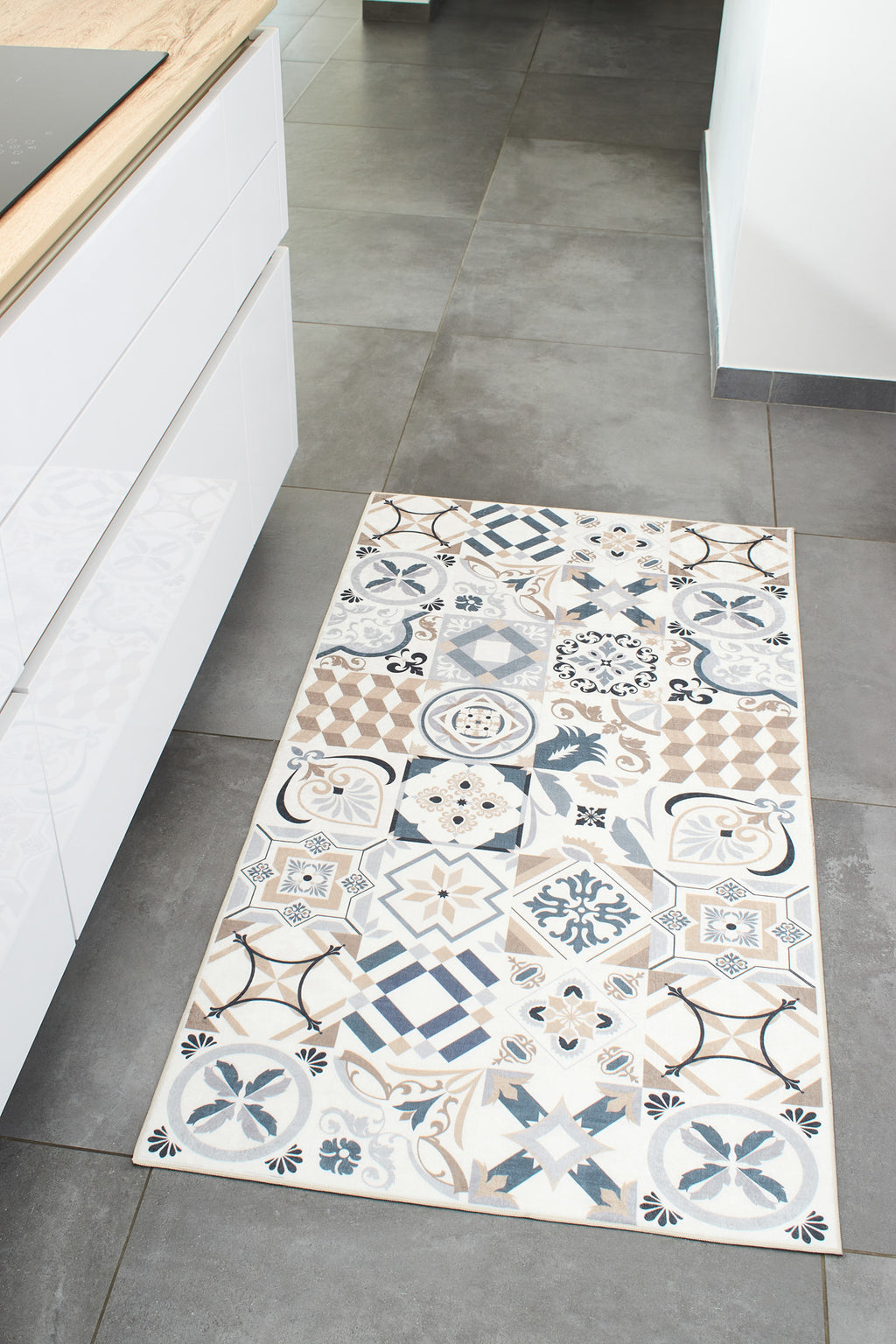 Azulejo - Tapis De Cuisine - Polyester Imprimé - Marron
