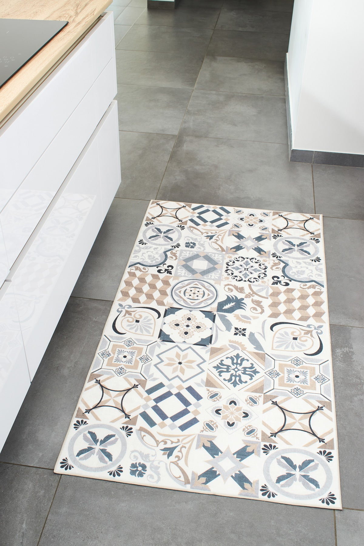 Azulejo - Tapis De Cuisine - Polyester Imprimé - Marron