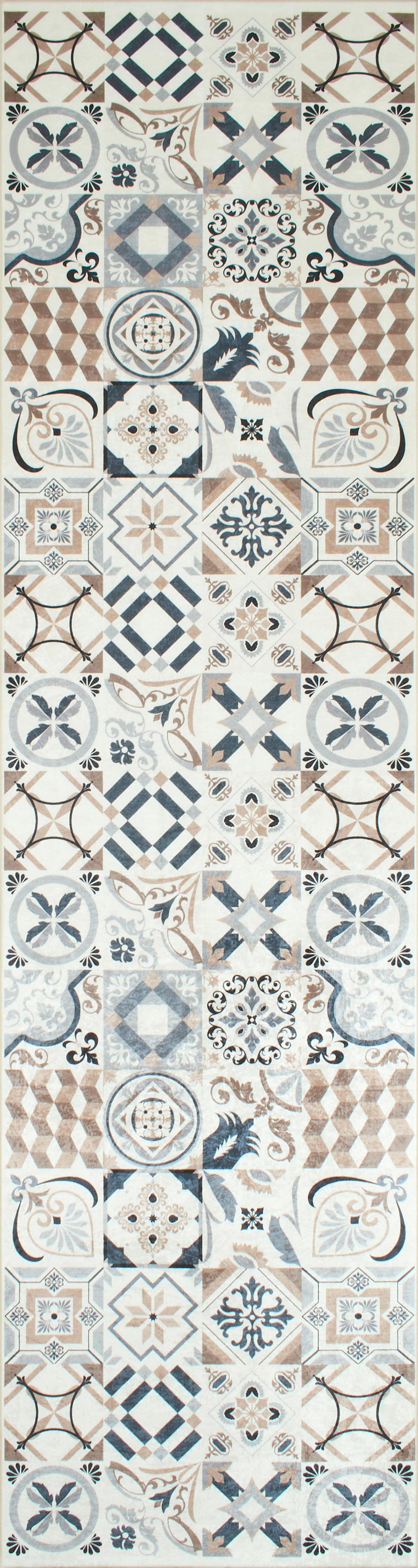 Azulejo - Tapis De Cuisine - Polyester Imprimé - Marron