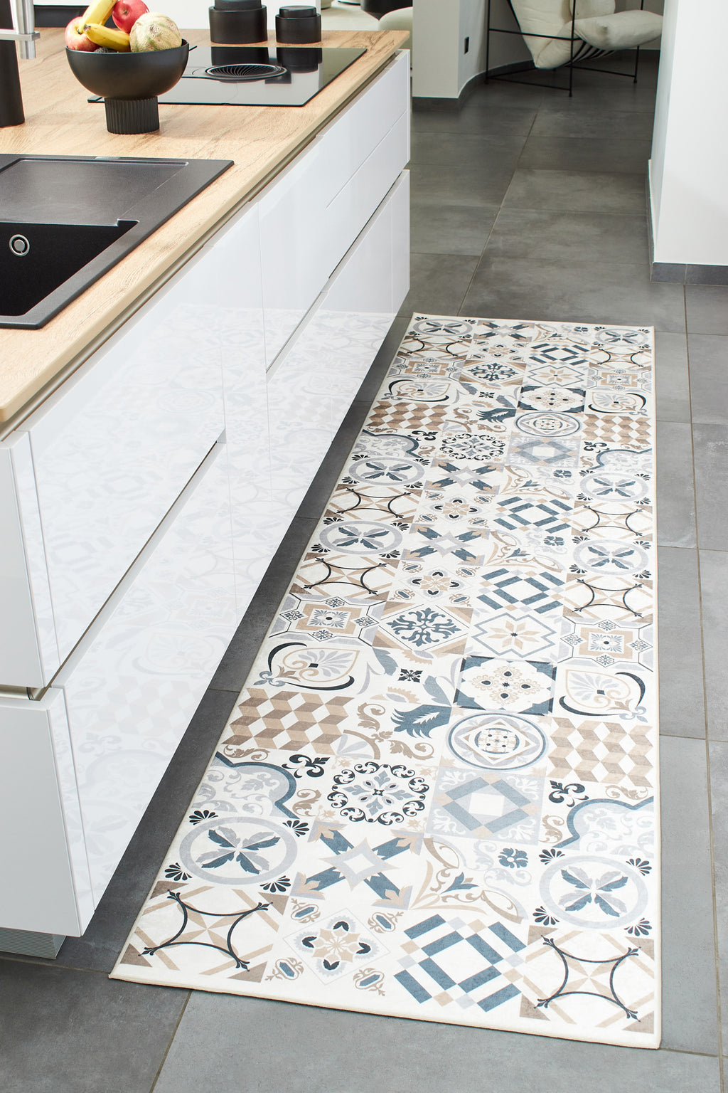 Azulejo - Tapis De Cuisine - Polyester Imprimé - Marron