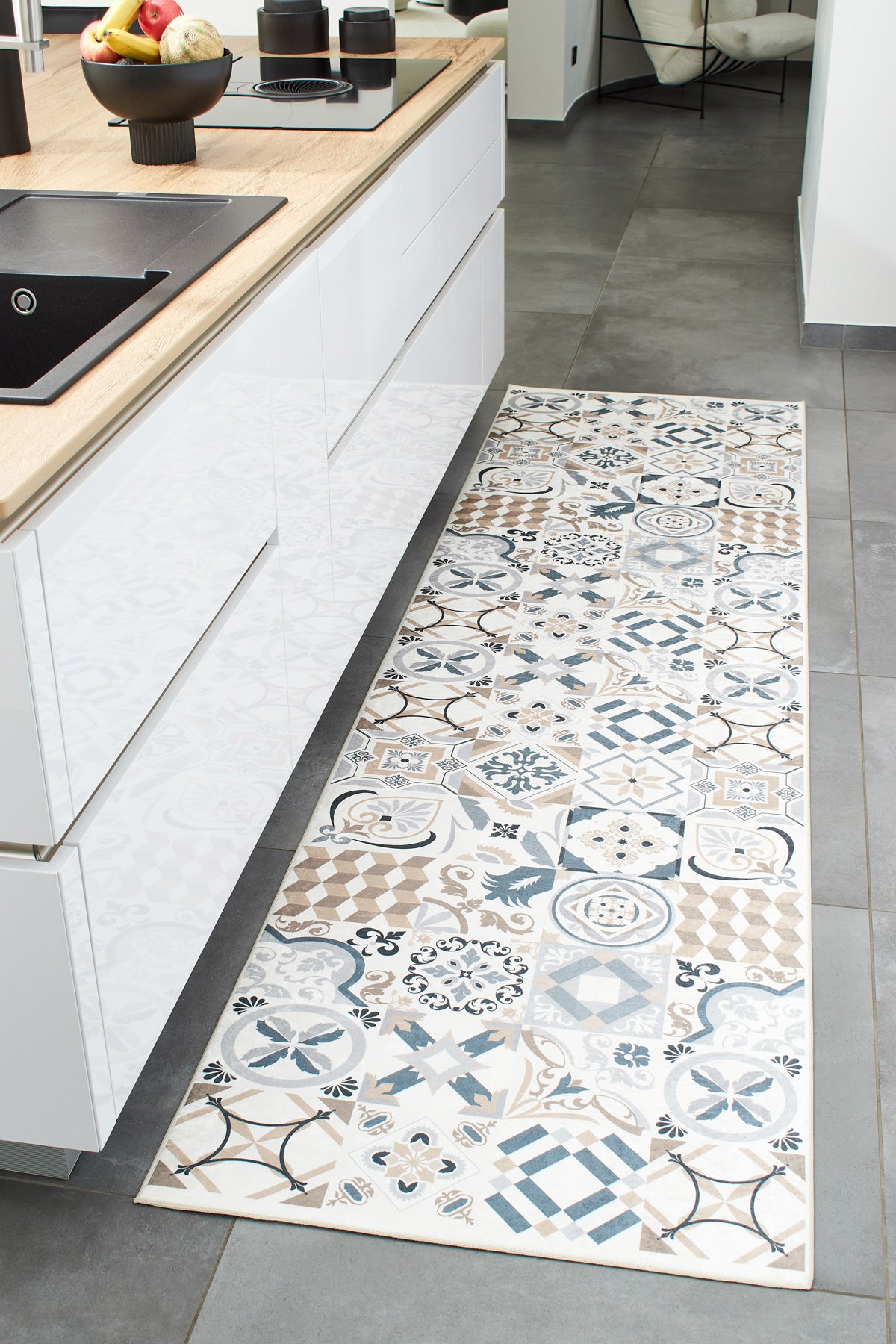 Azulejo - Tapis De Cuisine - Polyester Imprimé - Marron