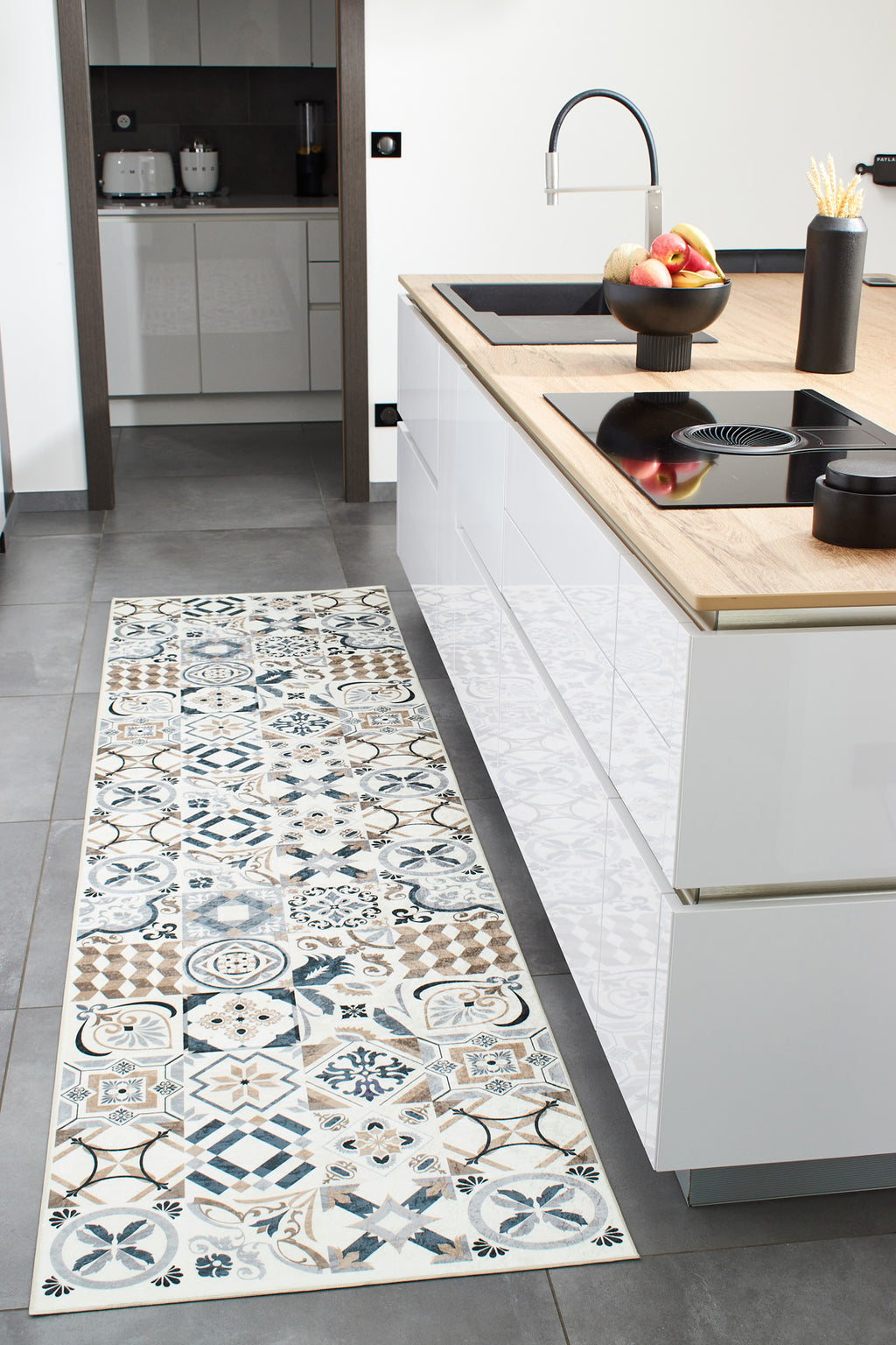Azulejo - Tapis De Cuisine - Polyester Imprimé - Marron