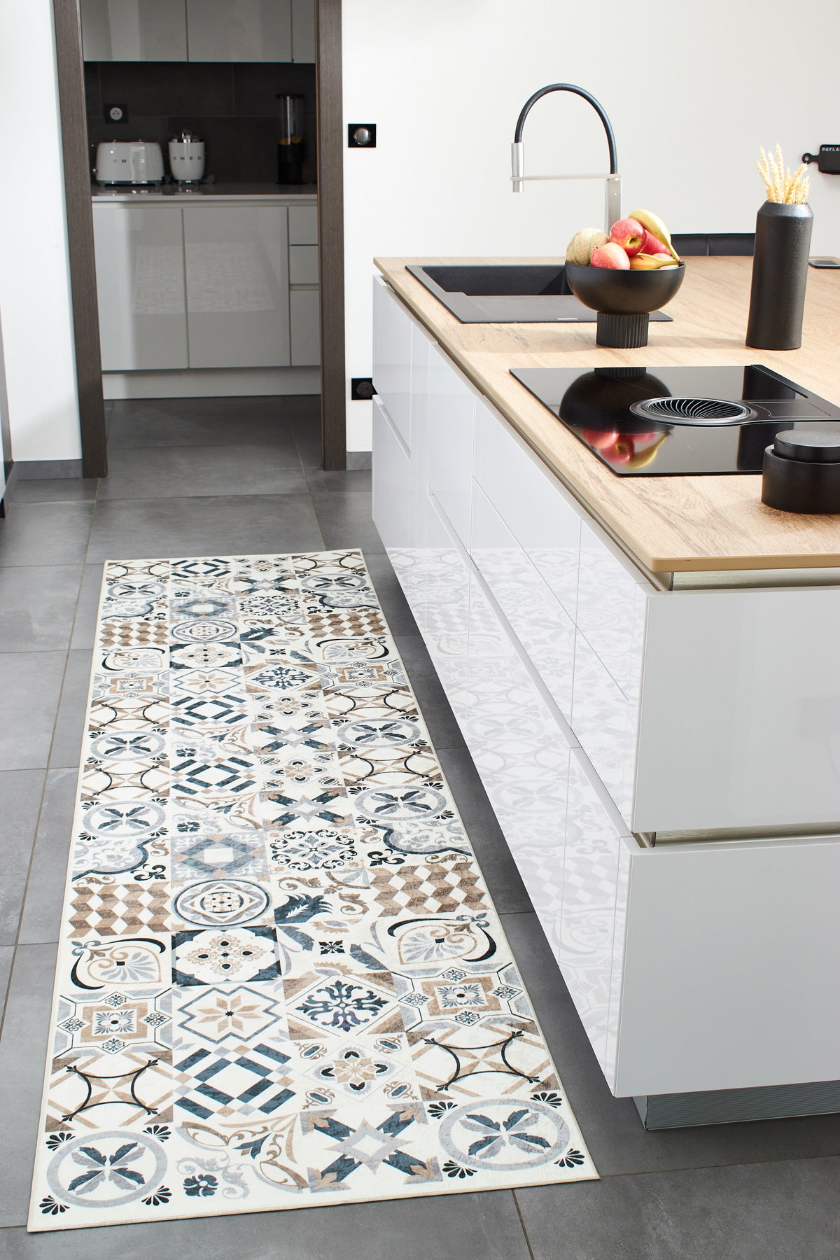 Azulejo - Tapis De Cuisine - Polyester Imprimé - Marron