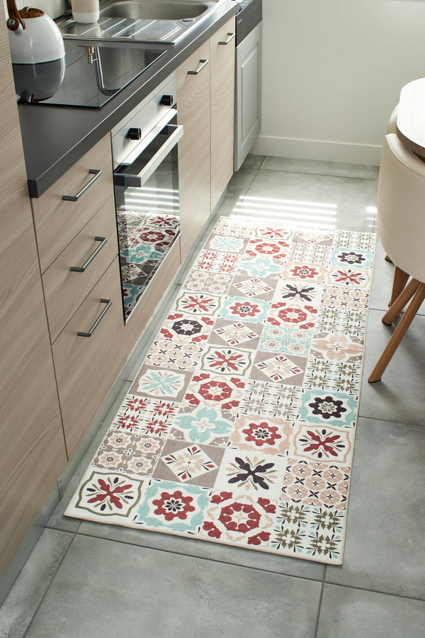 Azulejo - Indoor Kitchen Rug - Printed Polyester - Multicolor