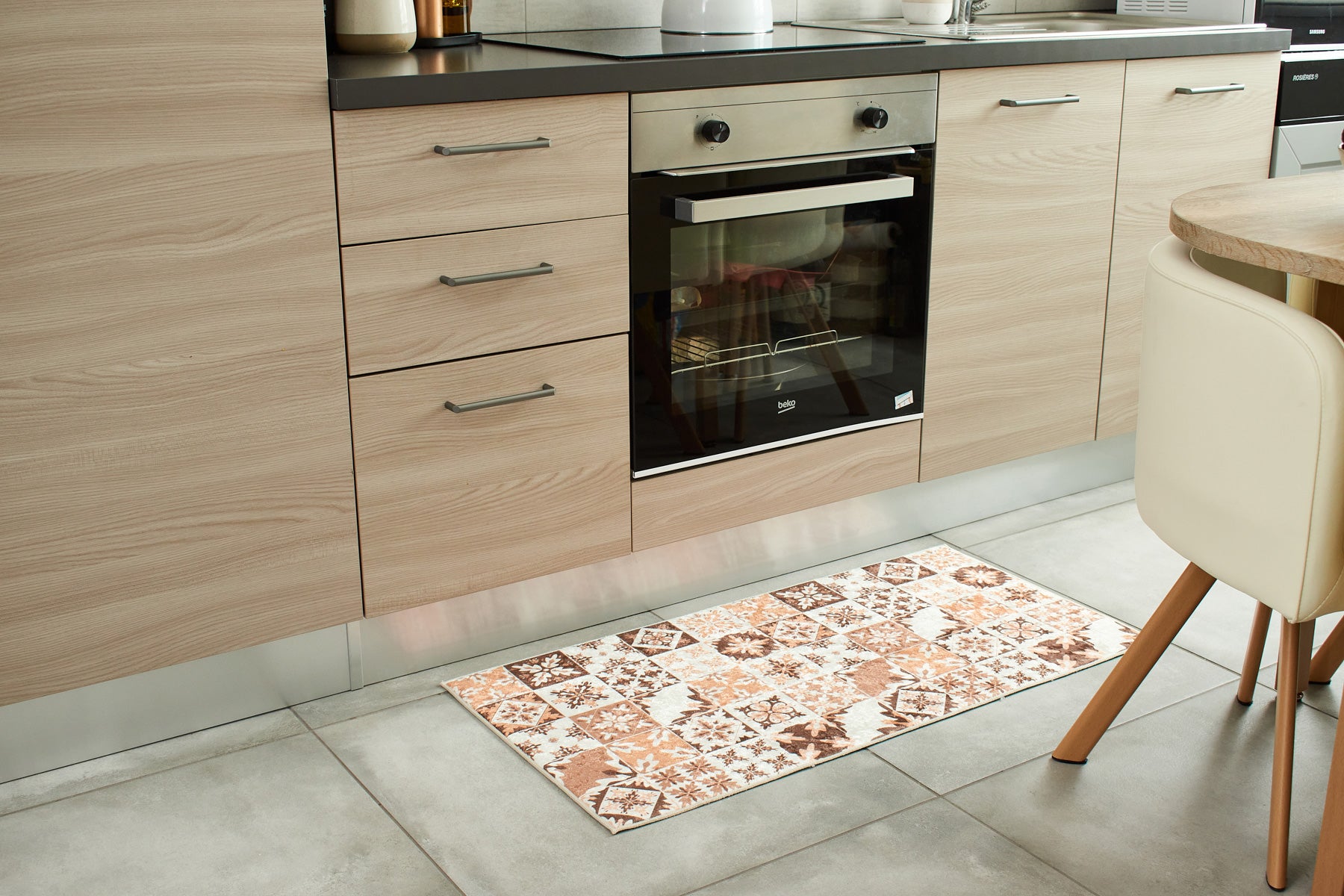 Azulejo - Tapis De Cuisine - Polyester Imprimé - Orange