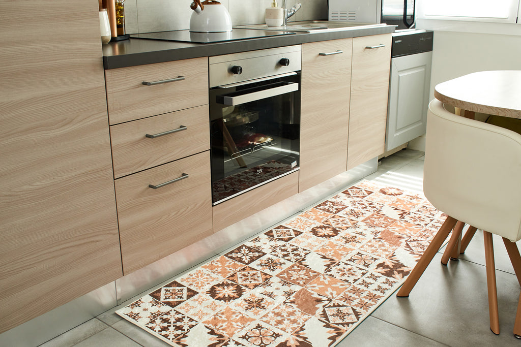 Azulejo - Tapis De Cuisine - Polyester Imprimé - Orange