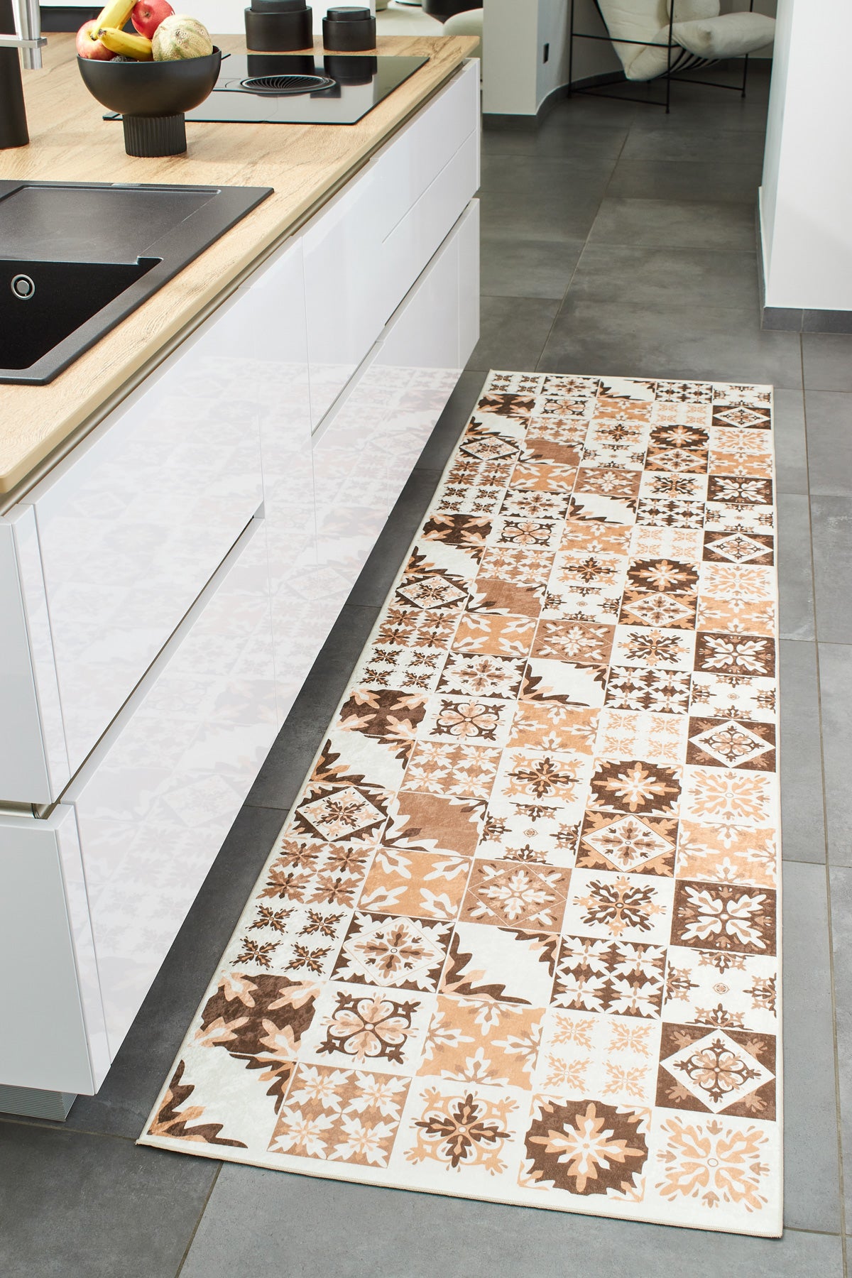 Azulejo - Tapis De Cuisine - Polyester Imprimé - Orange