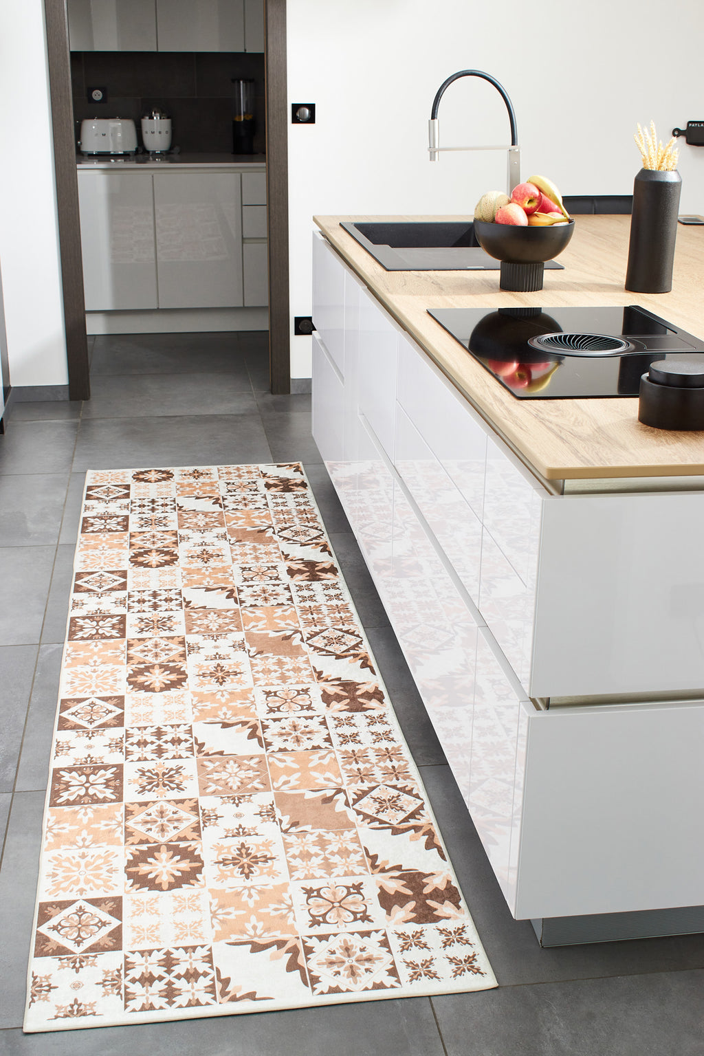 Azulejo - Tapis De Cuisine - Polyester Imprimé - Orange
