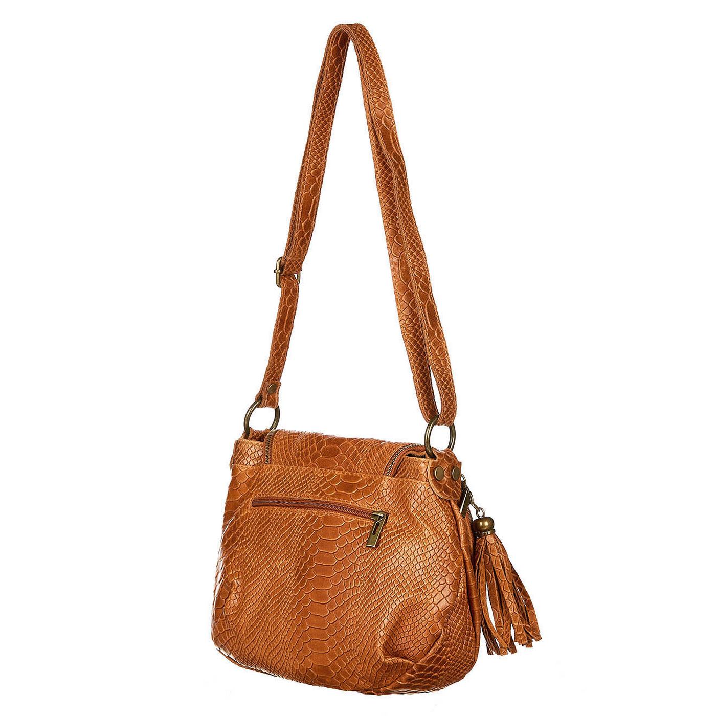 Sac En Bandoulière Lana Croco - Camel