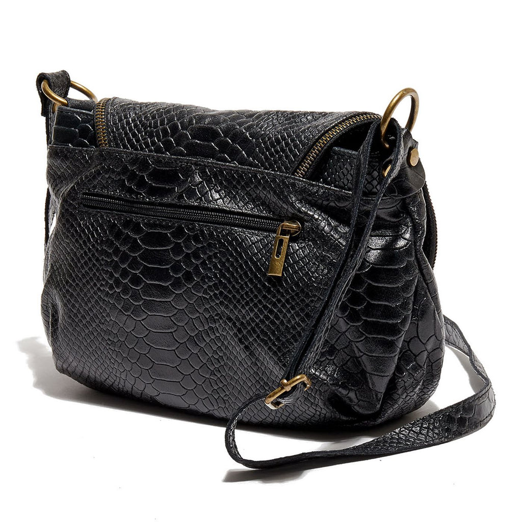 Sac En Bandoulière Lana Croco - Noir