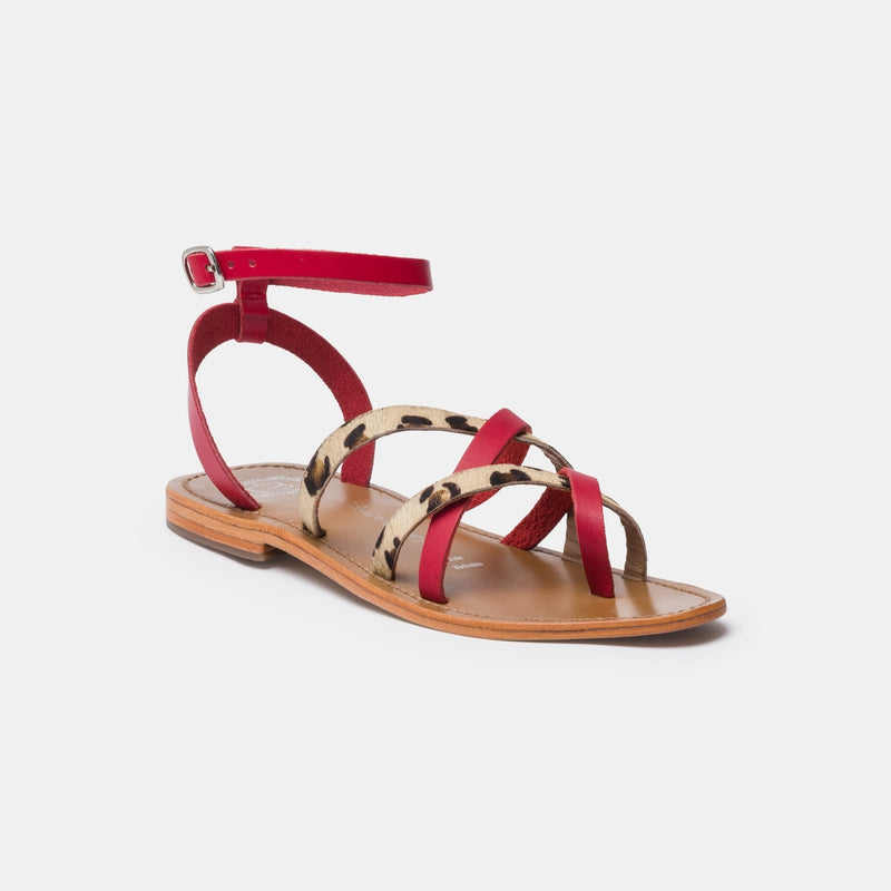 Sandales Entre-Doigts Cabildo - Rouge / Leopard