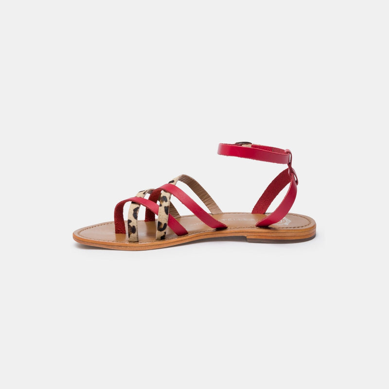 Sandales Entre-Doigts Cabildo - Rouge / Leopard