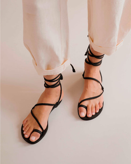Olivia Black Flat Sandals