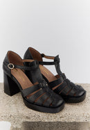 Sandales À Talons Carrie - Cuir Façon Lézard Noir