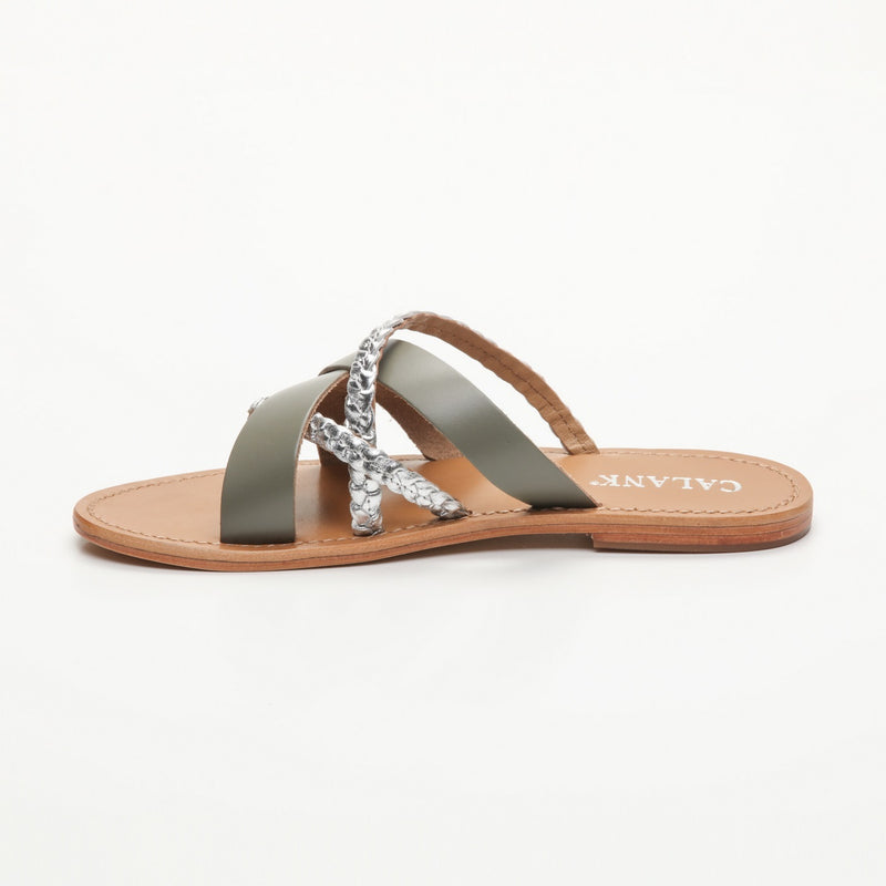 Calank - Mules Kineks - Khaki / Silver