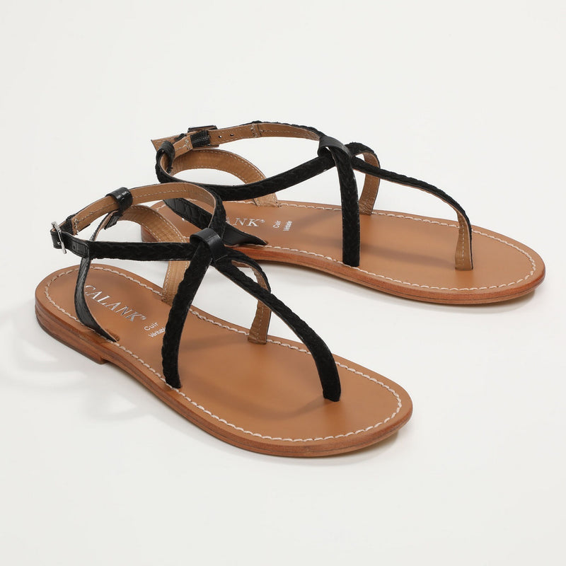 Calank - Sandales Entre-Doigts Lebai - Black Croco