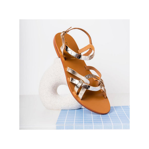 Sandalias Esenciales Quinn - Gold / Lt Gold Croco