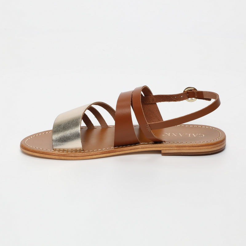 Calank - Sandales Tendances Abha - Camel Et Gold