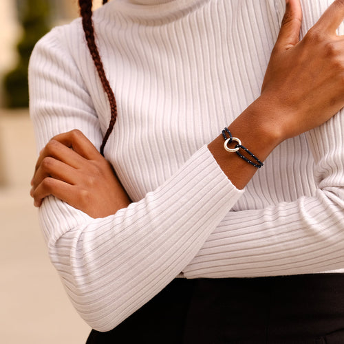 Bracelet Constant - Bleu Marine Moucheté Blanc