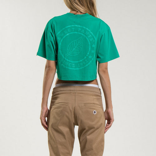 Tee-Shirt Crop Logo - Holly Green - Femme