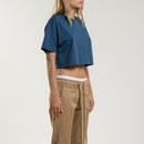 Tee-Shirt Crop Logo - Indigo - Femme