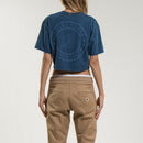 Tee-Shirt Crop Logo - Indigo - Femme