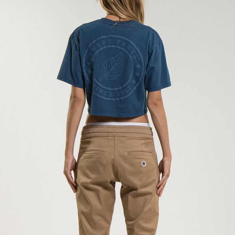 Tee-Shirt Crop Logo - Indigo - Femme