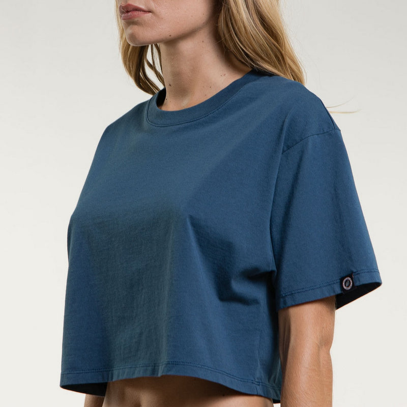 Tee-Shirt Crop Logo - Indigo - Femme