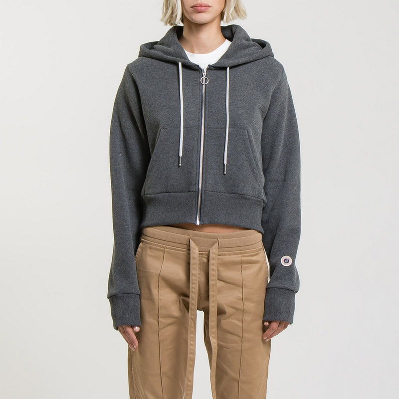 Sweat Crop Zip Up - Black Marl - Femme