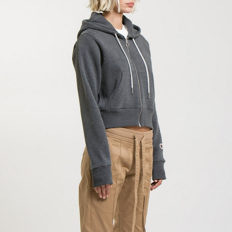 Sweat Crop Zip Up - Black Marl - Femme