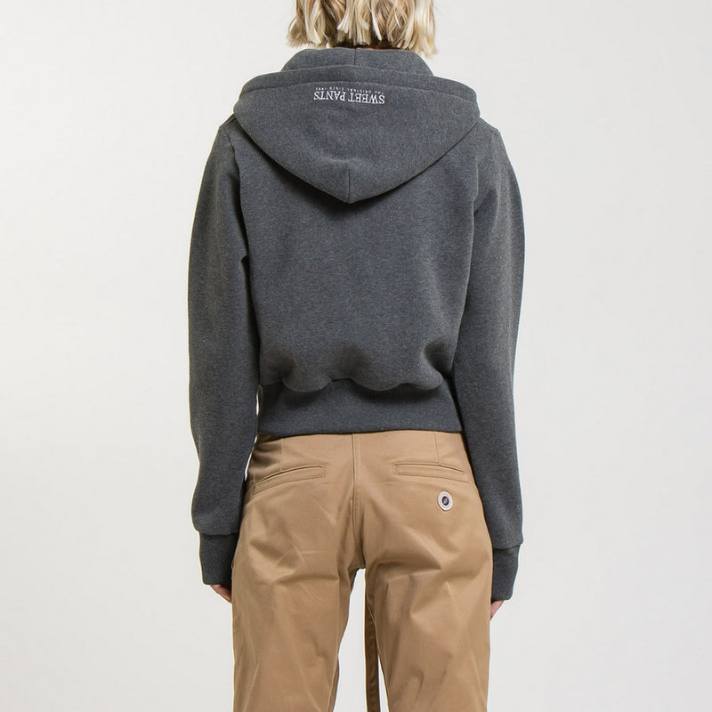 Sweat Crop Zip Up - Black Marl - Femme