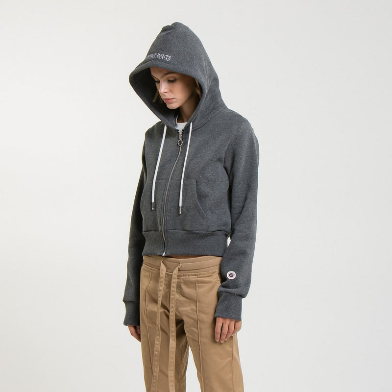 Sweat Crop Zip Up - Black Marl - Femme