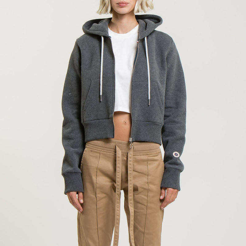 Sweat Crop Zip Up - Black Marl - Femme