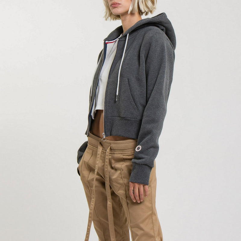 Sweat Crop Zip Up - Black Marl - Femme